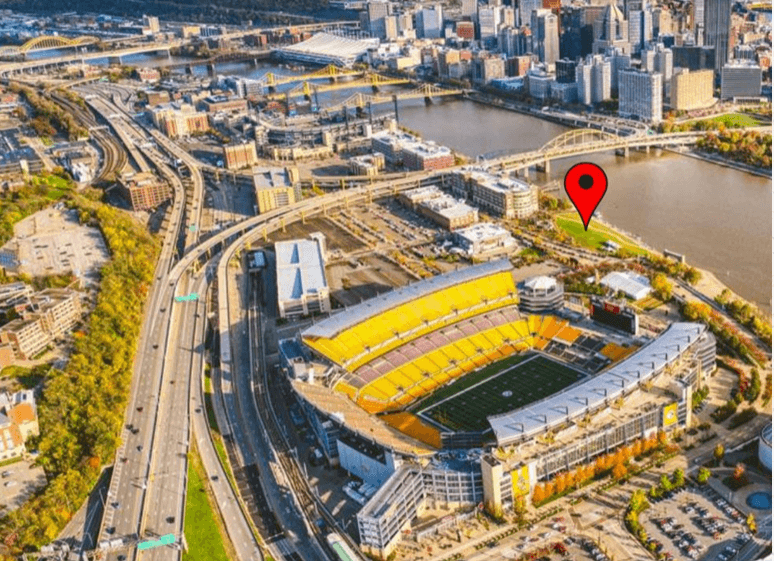 Tailgate location on the Great Lawn, North Shore Drive, adjacent to Acrisure Stadium.